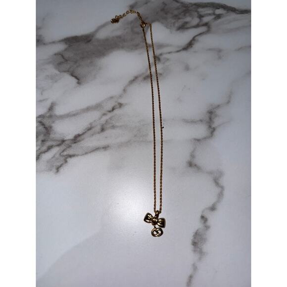Christian Dior Bow & Logo Necklace in Gold-Tone - Picture 4 of 4